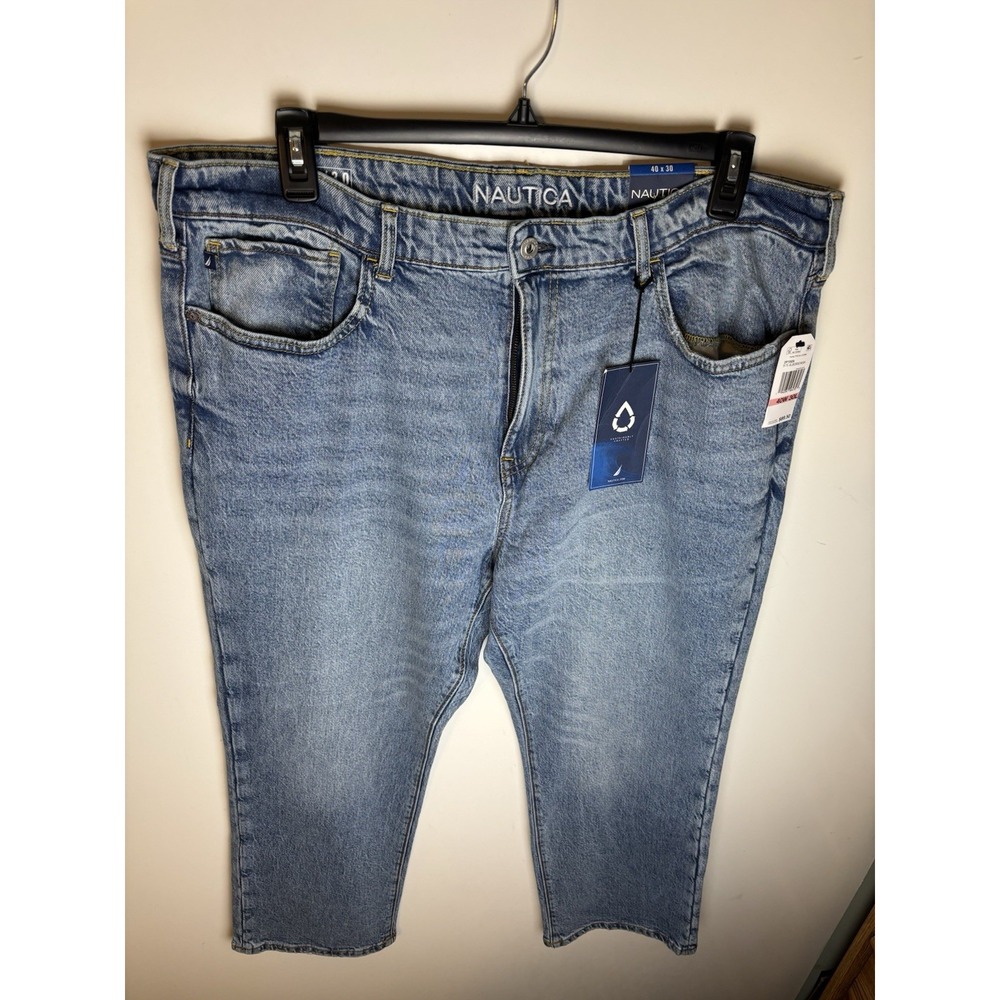 Nautica Men's Original Relaxed Straight Stretch Denim Jeans Dark Blue Wash 40X30